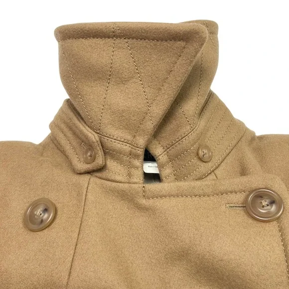 VTG J.Crew Double Breasted Pea Coat Camel Tan Wool Thinsulate Insulated Womens M - Picture 7 of 11